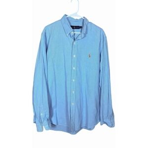 Polo Ralph Lauren Oxford Button Down Shirt Mens XL Blake Fit‎ Blue Flesh Pony